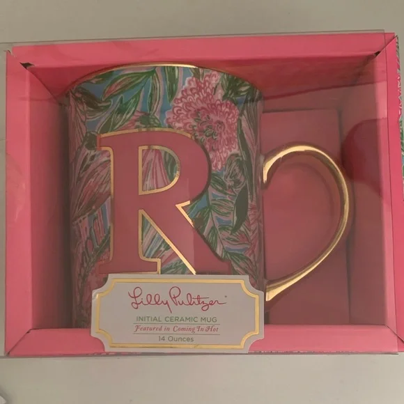 Lilly Pulitzer Floral Ceramic Mug with Gold Handle - Picture 1 of 3